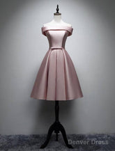A-Line Bridesmaid Dress Off Shoulder Sleeveless Elegant Tea Length Satin With Bow(S) / Pleats
